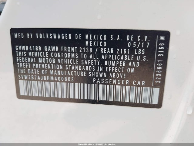 Volkswagen Jetta 1.4t S 2017 3VW2B7AJ8HM400803 Image 9