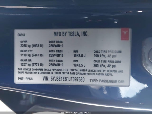 2018 TESLA MODEL 3 5YJ3E1EB1JF097680 Photo 8