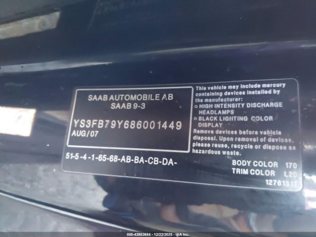 2008 SAAB 9-3 YS3FB79Y686001449 Photo 8