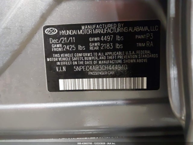 2012 HYUNDAI SONATA 5NPEC4AB3CH444940 Photo 8