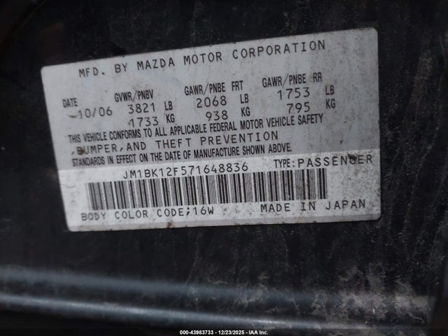 2007 MAZDA MAZDA3 JM1BK12F571648836 Photo 8