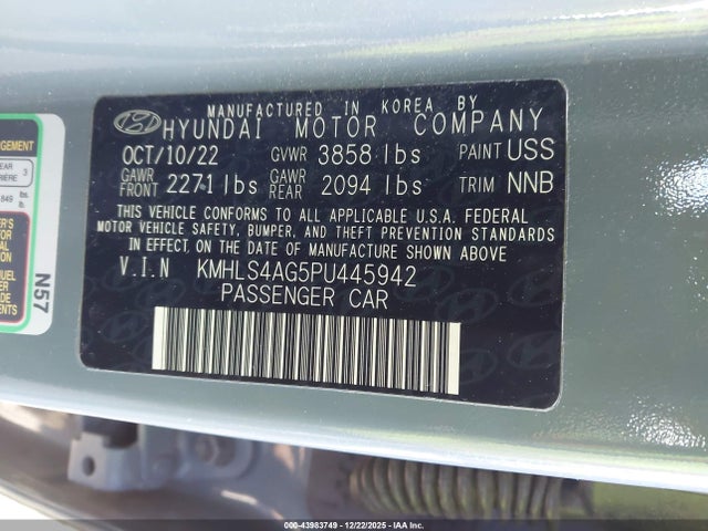 Продаж на аукціоні авто 2023 Hyundai Elantra Sel, vin: KMHLS4AG5PU445942, номер лоту: 43983749