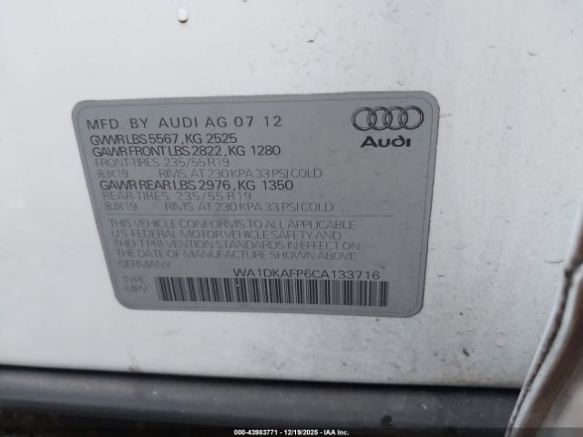 2012 AUDI Q5 WA1DKAFP6CA133716 Photo 8