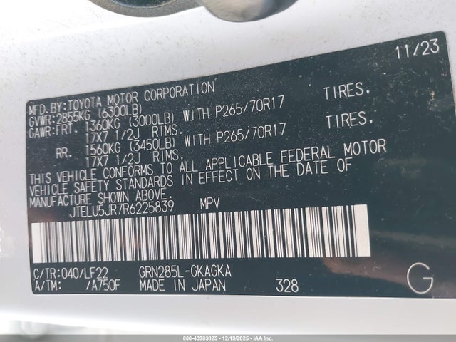 JTELU5JR7R6225839 Toyota 4runner Trd Pro
