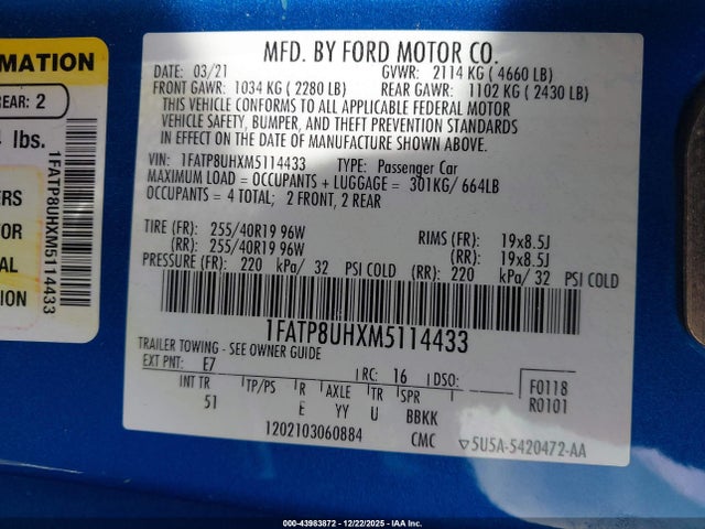 Ford Mustang Ecoboost Premium 2021 1FATP8UHXM5114433 Image 9