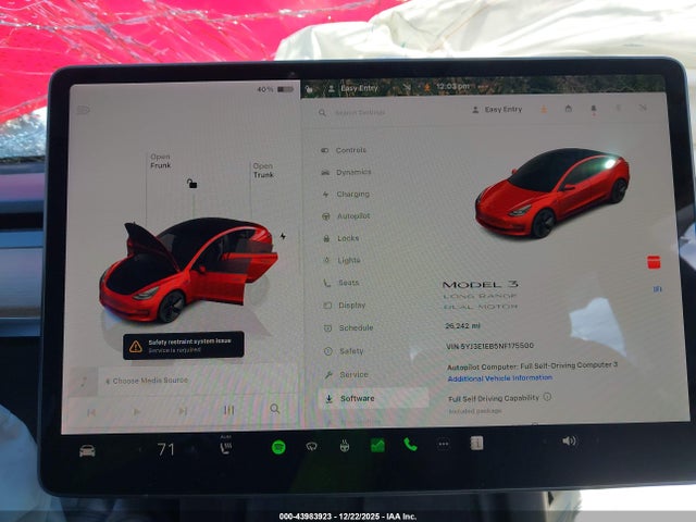 Aukcja sprzedaży 2022 Tesla Model 3 Long Range Dual Motor All-wheel Drive, vin: 5YJ3E1EB5NF175500, numer aukcji: 43983923