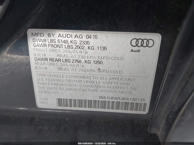 2015 AUDI ALLROAD WA1UFAFL4FA130125 Photo 8