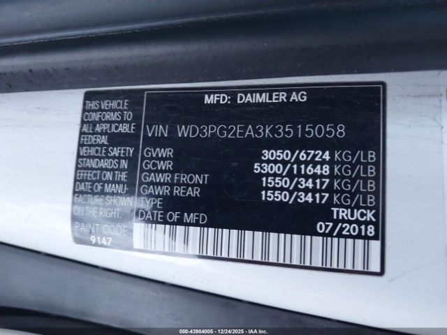 2019 MERCEDES-BENZ METRIS WD3PG2EA3K3515058 Photo 8