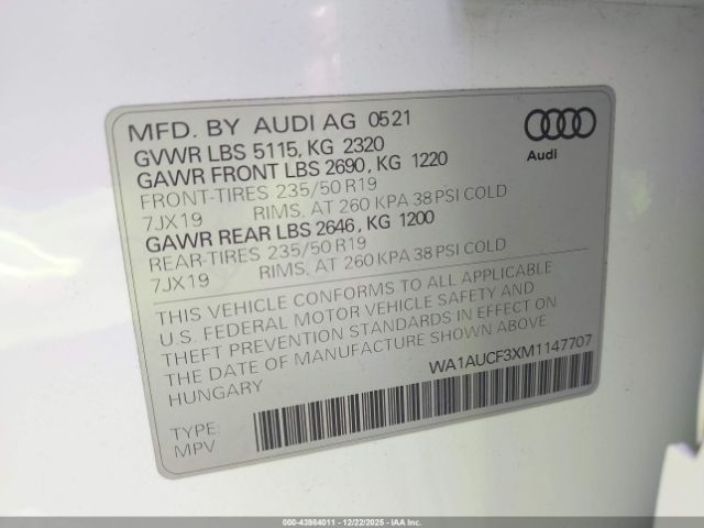 2021 AUDI Q3 WA1AUCF3XM1147707 Photo 8