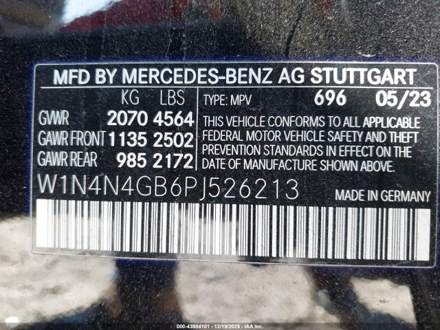 Aukcja sprzedaży 2023 Mercedes-benz Gla 250, vin: W1N4N4GB6PJ526213, numer aukcji: 43984101