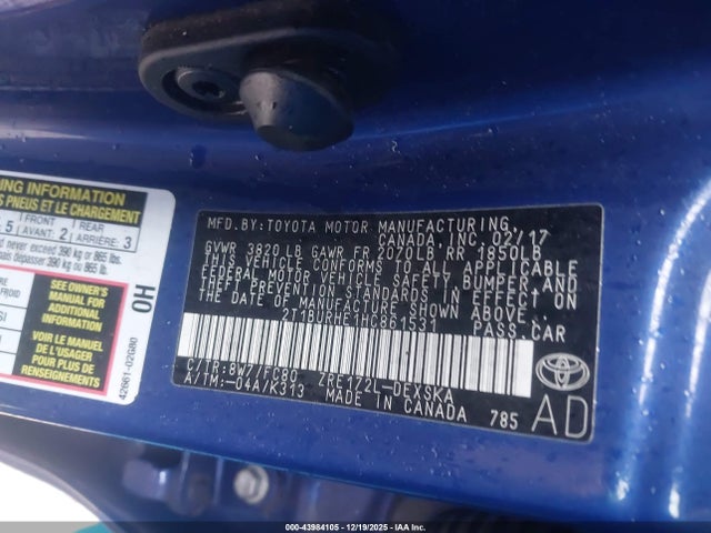 2T1BURHE1HC861531 Toyota COROLLA SE