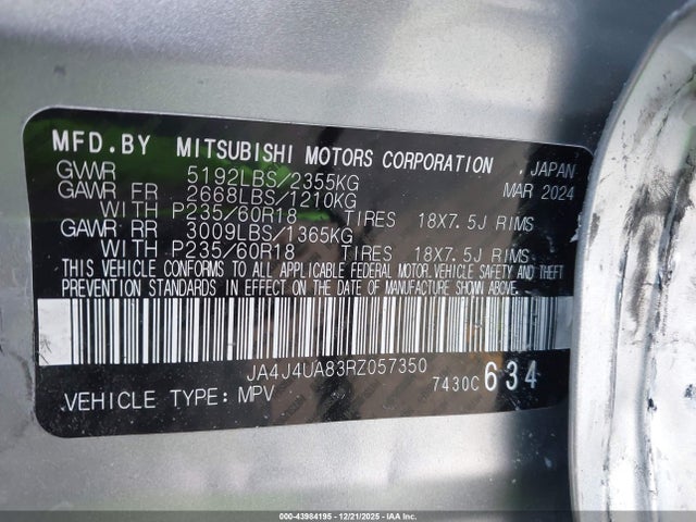 2024 MITSUBISHI OUTLANDER JA4J4UA83RZ057350 Photo 8