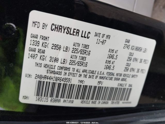2008 CHRYSLER TOWN & COUNTRY 2A8HR44H18R649591 Photo 8