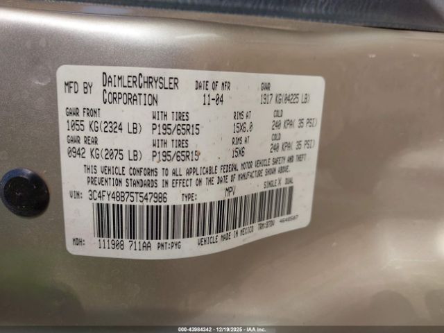 2005 CHRYSLER PT CRUISER 3C4FY48B75T547986 Photo 8