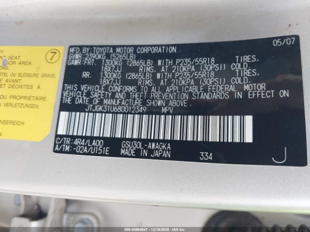 2008 LEXUS RX 350 JTJGK31U680012349 Photo 8