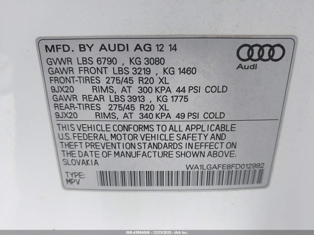 2015 AUDI Q7 WA1LGAFE8FD012992 Photo 8