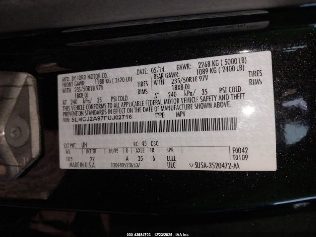 2015 LINCOLN MKC 5LMCJ2A97FUJ02716 Photo 8