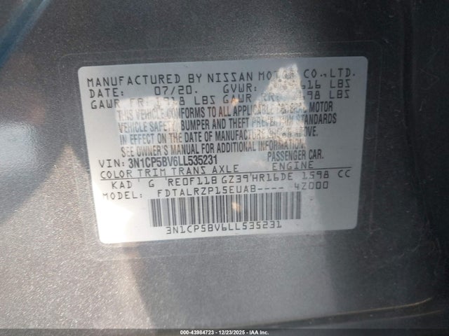 Nissan Kicks S Xtronic Cvt 2020 3N1CP5BV6LL535231 Image 9
