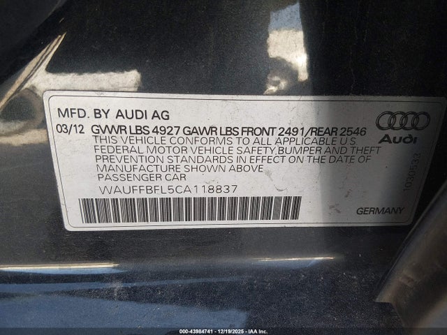 2012 AUDI A4 WAUFFBFL5CA118837 Photo 8