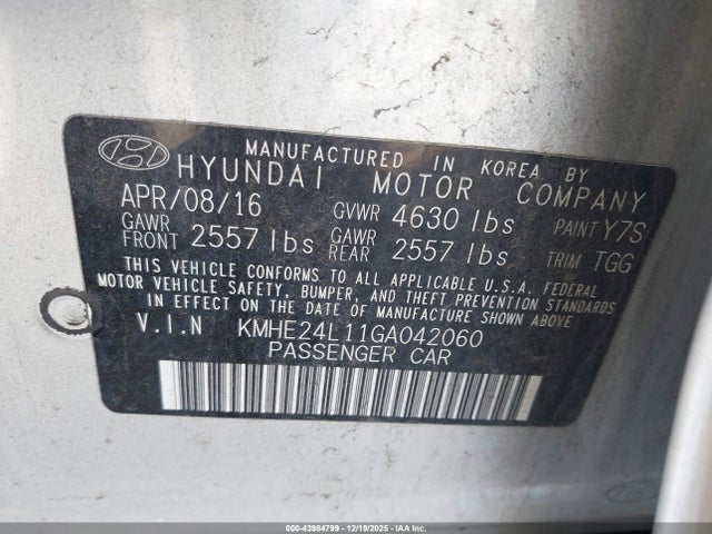 KMHE24L11GA042060 Hyundai Sonata Hybrid Se