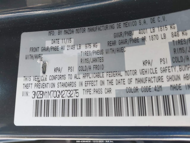 Mazda Mazda3 I Touring 2016 3MZBM1M70GM273275 Image 9