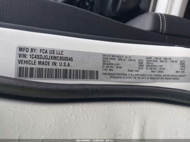 2021 DODGE DURANGO 1C4SDJGJXMC850546 Photo 8