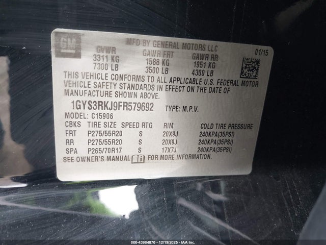 2015 CADILLAC ESCALADE ESV 1GYS3RKJ9FR579692 Photo 8