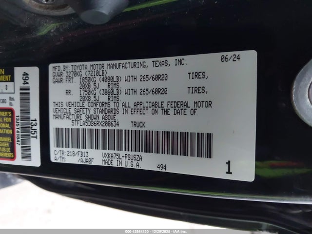 Toyota Tundra Sr5 2024 5TFLA5DB6RX208634 Image 9