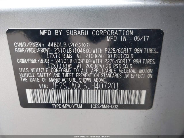 JF2SJAGC5JH407201 Subaru Forester 2.5i Premium