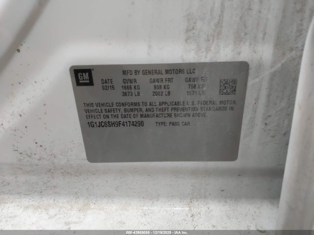 1G1JC6SH9F4174290 Chevrolet Sonic Lt Auto