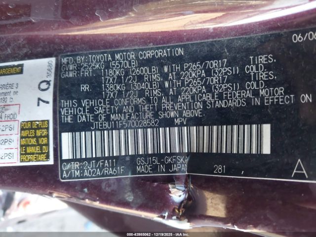 2007 TOYOTA FJ CRUISER JTEBU11F570028582 Photo 8
