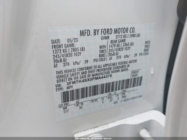 3FMTK4SX0PMA44379 Ford Mustang Mach-e Gt
