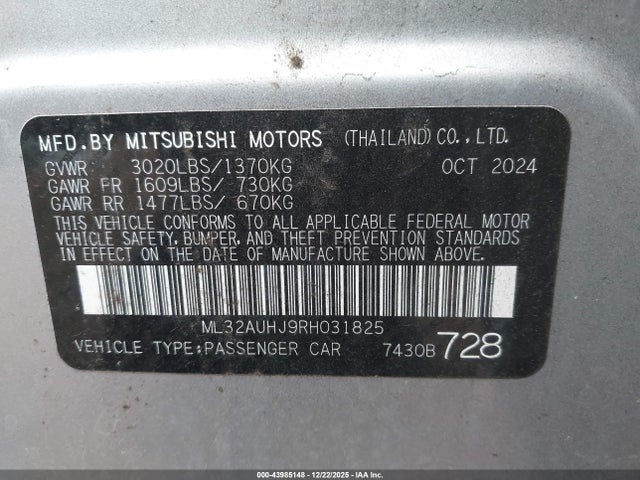 2024 MITSUBISHI MIRAGE ML32AUHJ9RH031825 Photo 8
