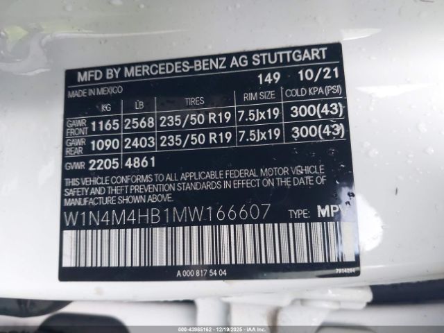 2021 MERCEDES-BENZ GLB 250 W1N4M4HB1MW166607 Photo 8