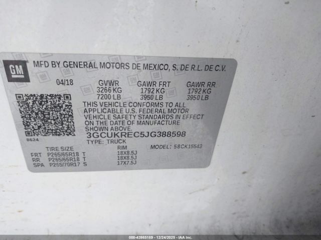 2018 CHEVROLET SILVERADO 1500 3GCUKREC5JG388598 Photo 8