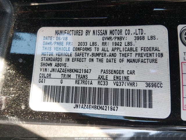 JN1AZ4EH8KM421947 Nissan 370Z