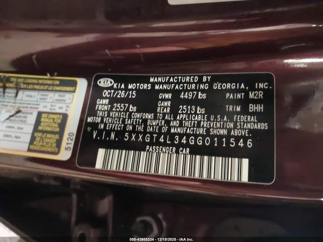 2016 KIA OPTIMA 5XXGT4L34GG011546 Photo 8