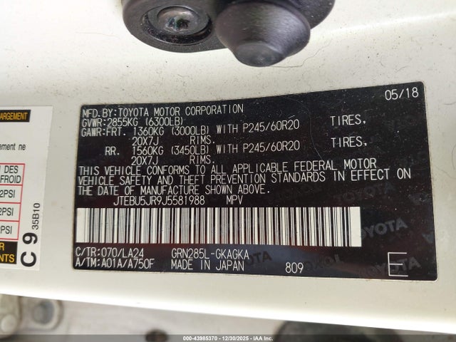 JTEBU5JR9J5581988 Toyota 4runner Limited