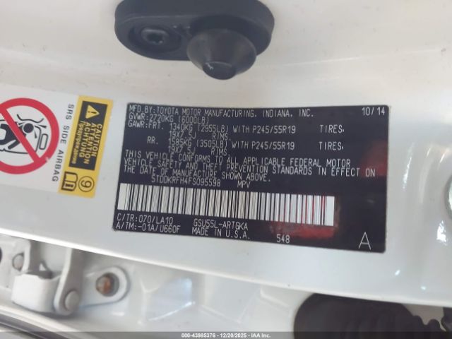 2015 TOYOTA HIGHLANDER 5TDDKRFH4FS095598 Photo 8