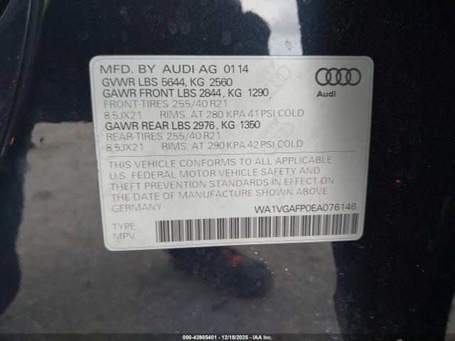2014 AUDI SQ5 WA1VGAFP0EA076146 Photo 8