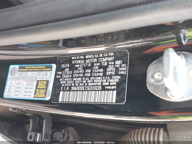 Aukcja sprzedaży 2025 Hyundai Tucson Sel, vin: 3KMJB3DE1SE010226, numer aukcji: 43985495