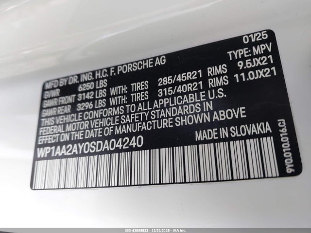 2025 PORSCHE CAYENNE WP1AA2AY0SDA04240 Photo 8