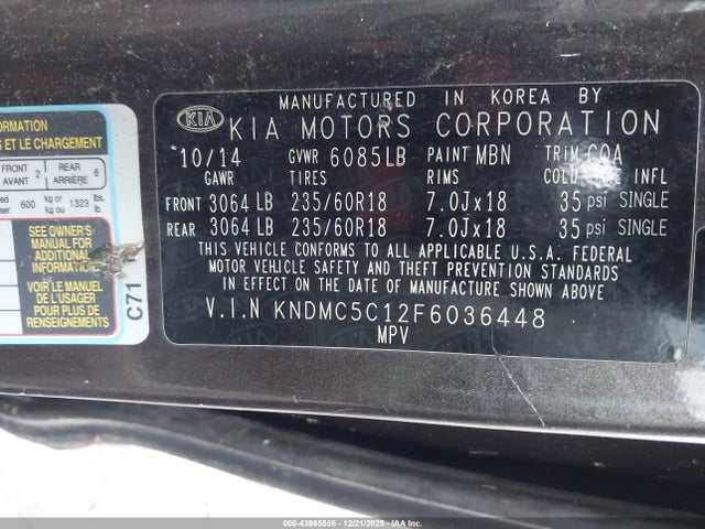 KIA SEDONA EX 2015 KNDMC5C12F6036448 Image 9
