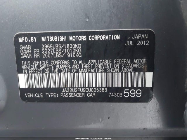 2013 MITSUBISHI LANCER JA32U2FU9DU005388 Photo 8
