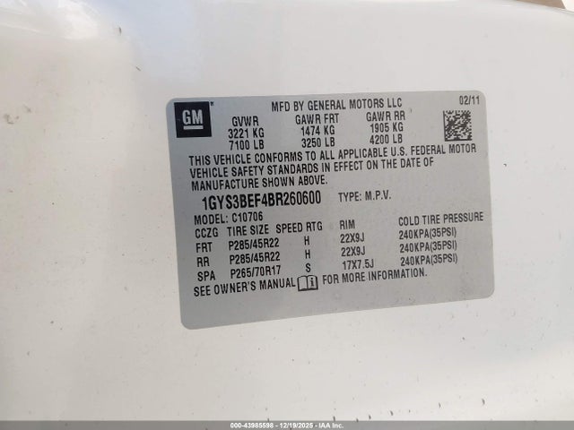 2011 CADILLAC ESCALADE 1GYS3BEF4BR260600 Photo 8