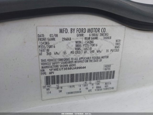 2008 FORD EXPLORER 1FMEU73E68UA99644 Photo 8