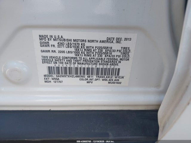 2014 MITSUBISHI OUTLANDER SPORT 4A4AR4AU1EE019582 Photo 8