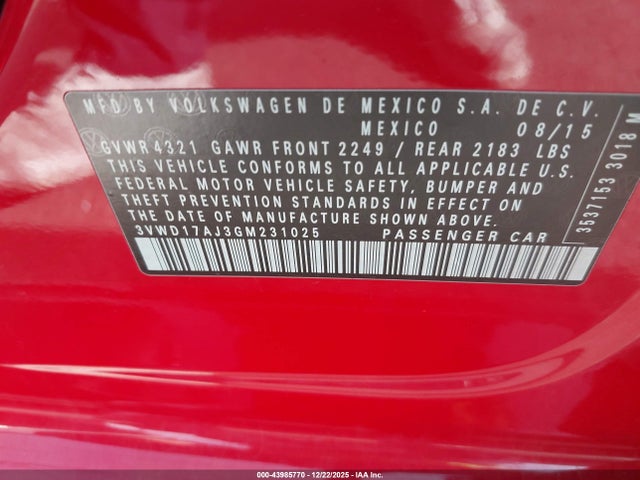 3VWD17AJ3GM231025 Volkswagen Jetta 1.8t Sport