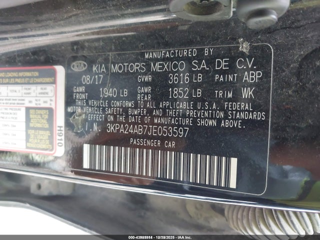 2018 KIA RIO 3KPA24AB7JE053597 Photo 8