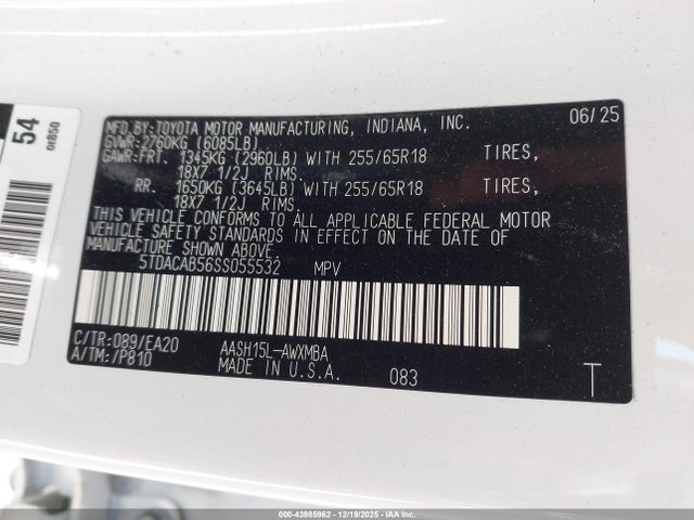 5TDACAB56SS055532 Toyota Grand Highlander Hybrid Xle